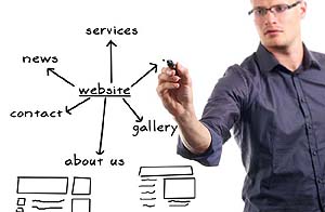 A local website designer maps out a new website during website creation and planning.
