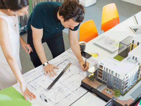 Architects from a local architectural firm provides architectural designs, blueprints, and models for residential and commercial buildings.